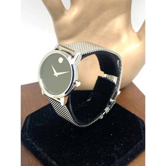 Movado Women\'s Watch 0607220 Black Dial Swiss Quartz 28mm Silver Mesh Band main image 7